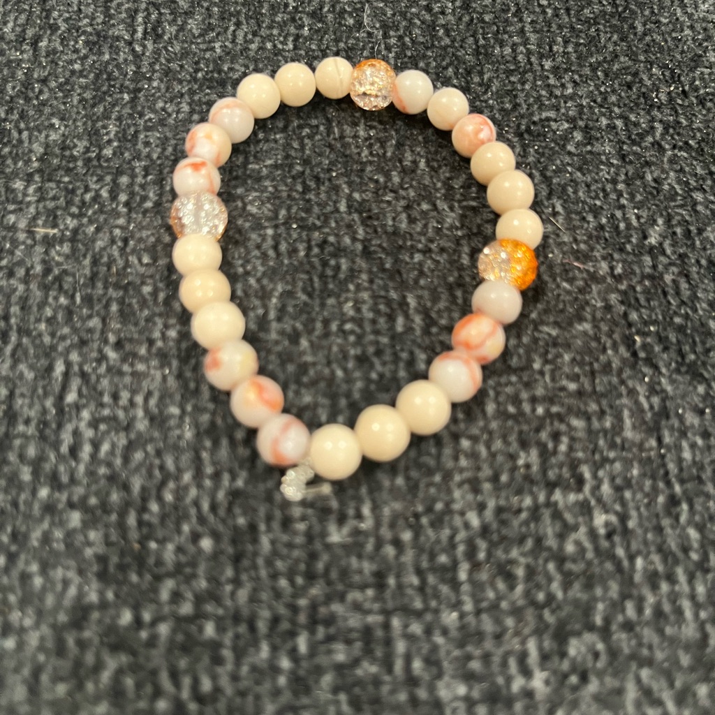 Chic Beaded Bracelet In Cream And Orange